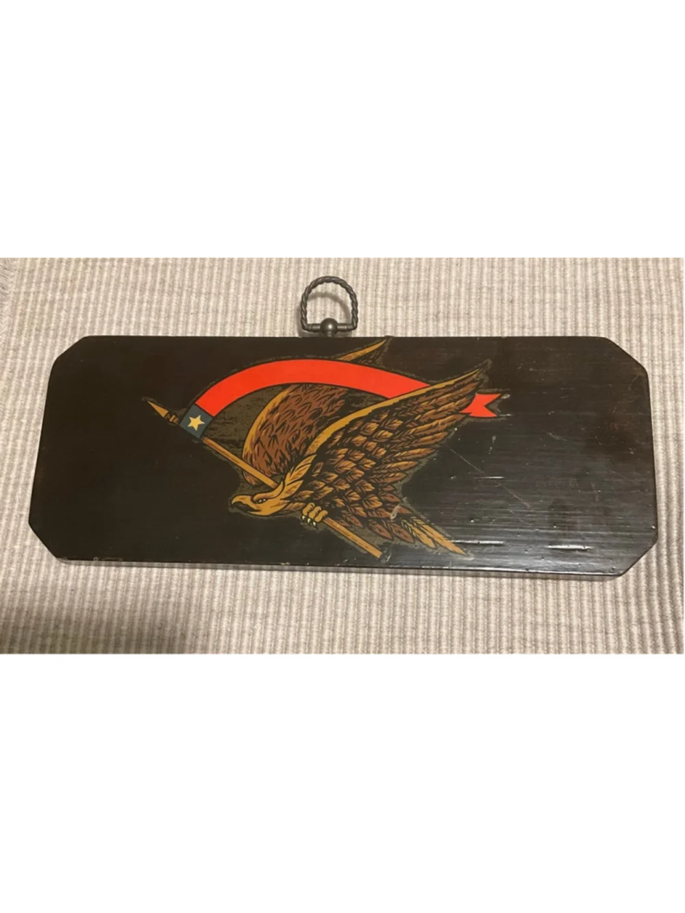 Vintage Patriotic Eagle Wooden Wall Plaque Americana Folk Art Decor